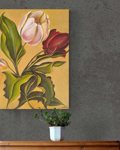 Twin blooms | Hand painted flowers