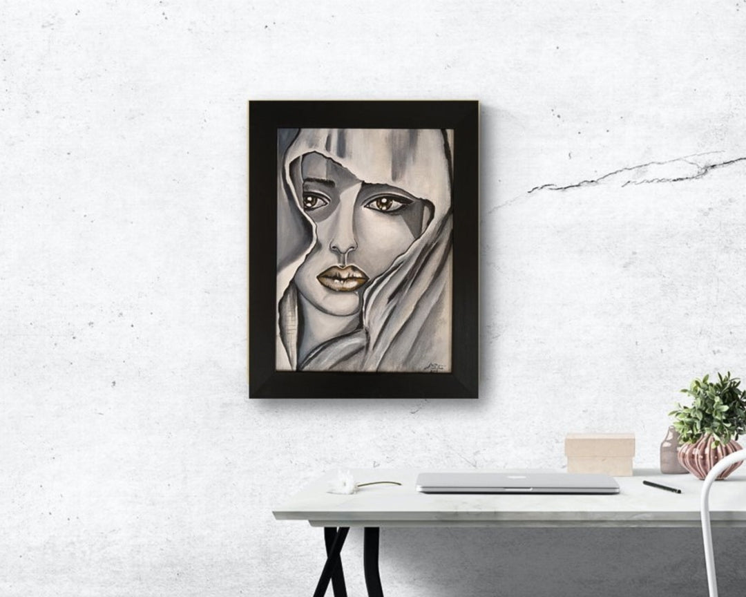 The veiled glance | Hand painted portrait
