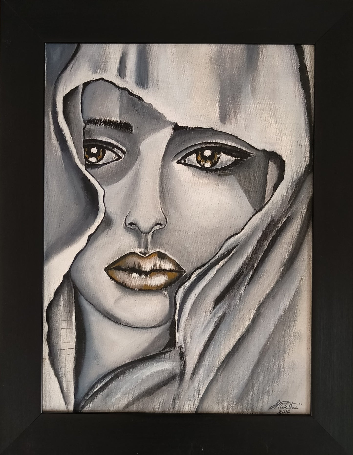 The veiled glance | Hand painted portrait