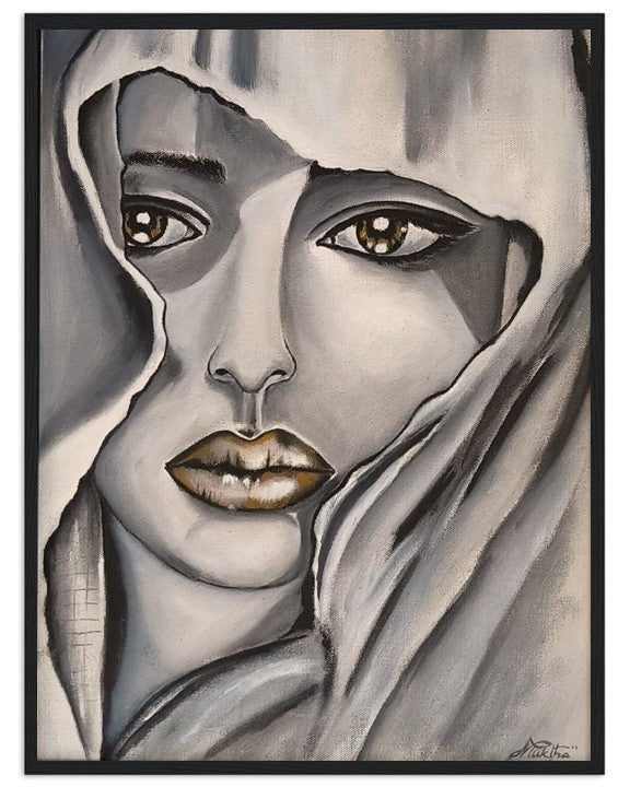 The veiled glance | Hand painted portrait