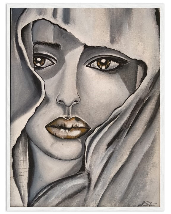 The veiled glance | Hand painted portrait